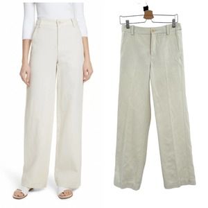 VINCE Linen And Cotton-blend Wide-leg Pants in Beige / White Size 4